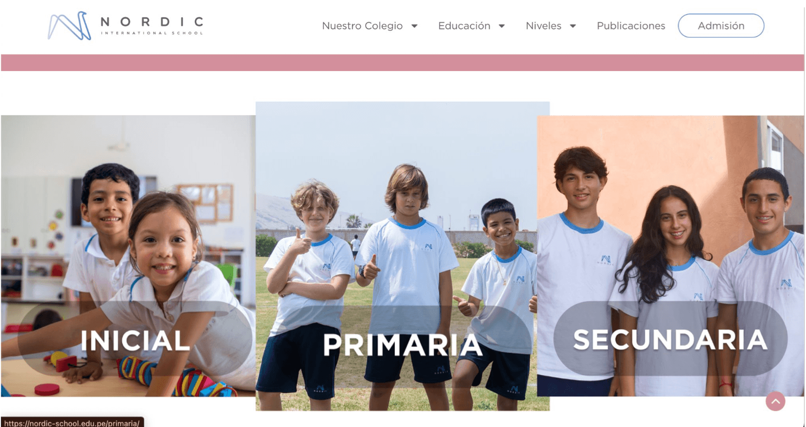 Alumnos de los niveles inicial, primaria y secundaria de Nordic.